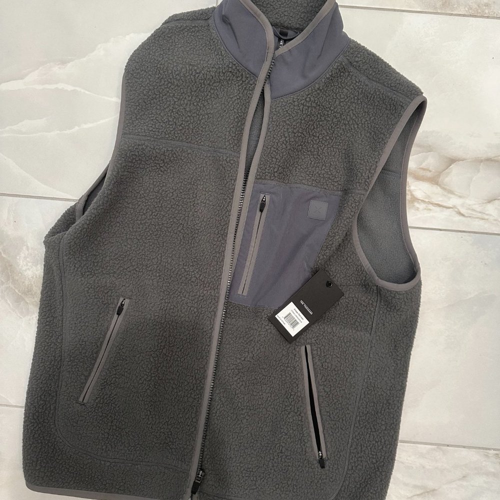 Ten Thousand Mens Unisex Cold Weather Sherpa Fabric Tactical Tech Vest Gray